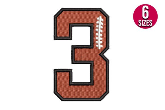 Football Font Alphabet Number Three 3 Review for Sweatshirt Embroidery