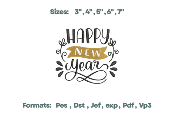 Happy New Year Gold Banner Embroidery Design Review