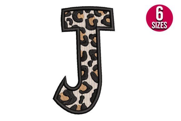 Leopard Print Alphabet Font Letter J Review for Business Embroidery