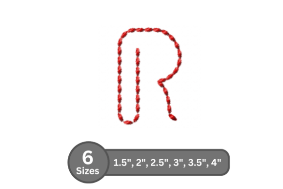 Soft Cord Alphabet -R: A Versatile Embroidery Font for Heartfelt Creations
