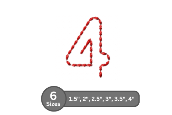Soft Cord Number -4: A Refined Embroidery Font for Boutique Projects