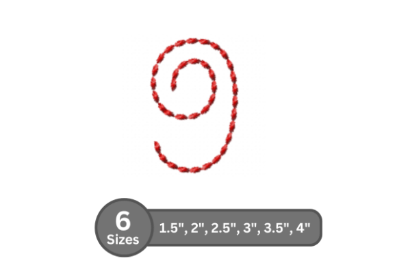 Soft Cord Number -9: A Delightful Embroidery Font for Personalized Gifts